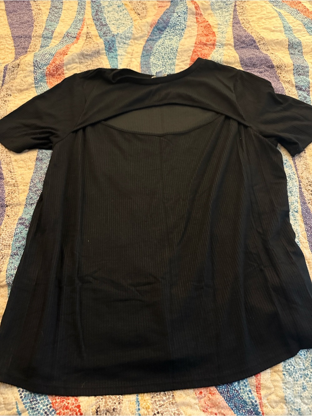 Ava & Viv Black Short Sleeve Top with Back Cutout